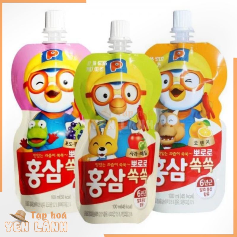 TÁCH LẺ 1 Túi Nước hồng sâm Paldo Pororo Hàn quốc túi 100ml