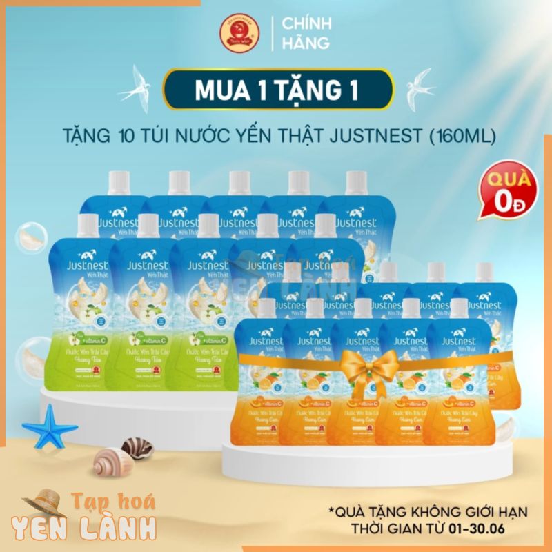 [MUA 10 TẶNG 10] Túi Nước Yến Thật Justnest (160ml) Date 09/2024