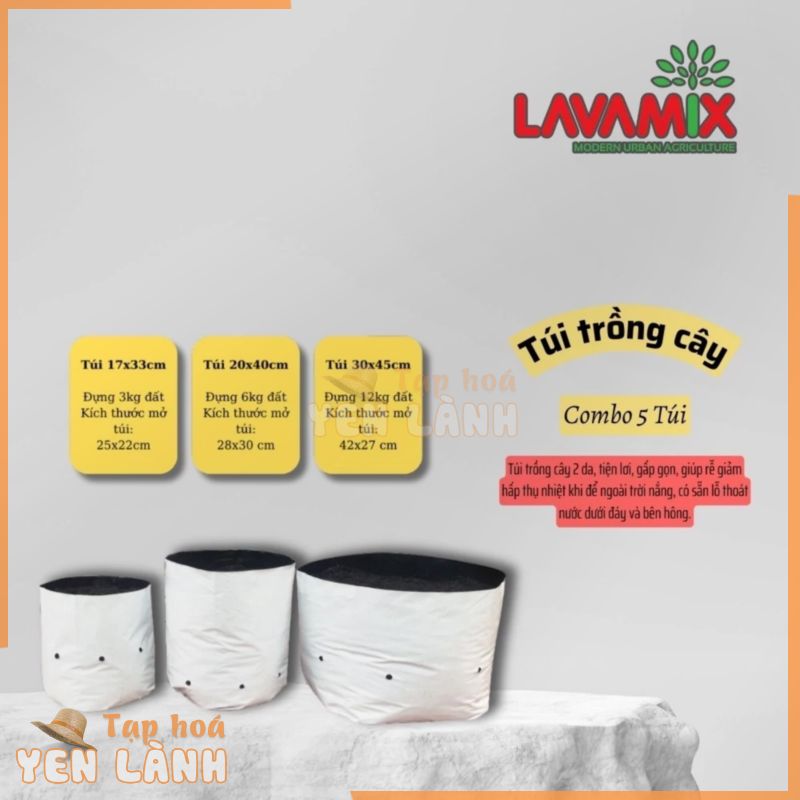 Túi trồng cây PE (combo 5 túi) – Túi nhựa 2 da chịu nhiệt tốt,độ bền cao,giúp giảm hấp thụ nhiệt | Đất trồng cây Lavamix