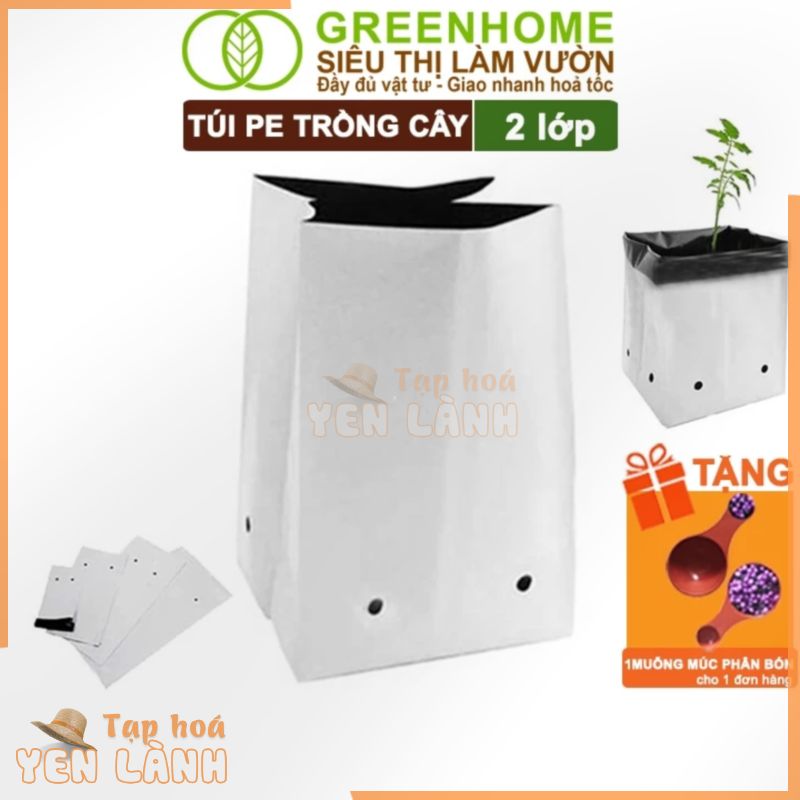 Túi Trồng Cây Greenhome, PE 2 Lớp, Chống UV, Tiện Lợi, Kinh Tế, Độ Bền 1,5 Năm, Trồng Rau, Hoa