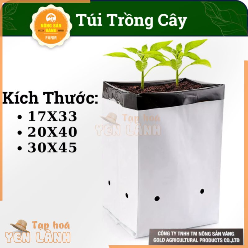 [COMBO 5 TÚI] Túi Trồng Cây Tiện Lợi, Túi Nilon, Túi PE 2 Lớp Trắng Đen, 3 Kích Thước – Nông Sản Vàng