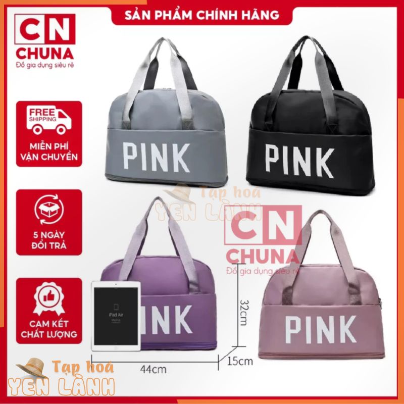 Túi du lịch đa năng Pink 2 tầng, nhiều ngăn, có ngăn tách đồ khô đồ ướt