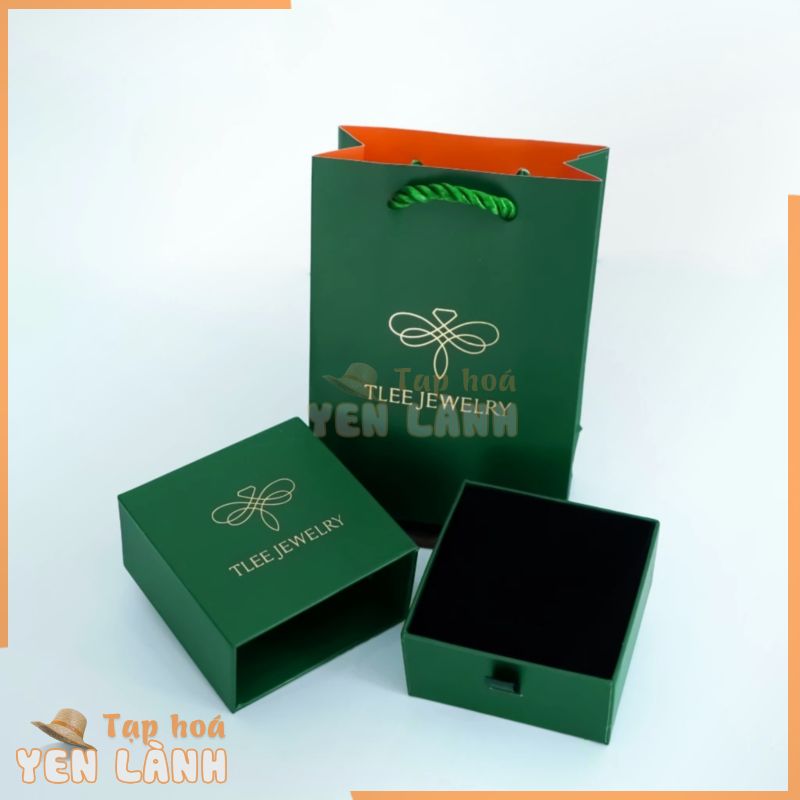 Set Hộp dựng, túi đựng trang sức TLEE, hộp quà size 7.5cm x7.5cm, túi size 15cm x 10cm rút cao cấp TleeJewelry