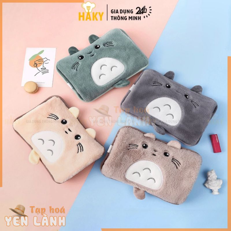 Túi chườm nóng sạc điện tự ngắt hình Totoro dễ thương HAKY080, túi sưởi nóng lạnh giảm ê buốt chân tay, đau bụng kinh