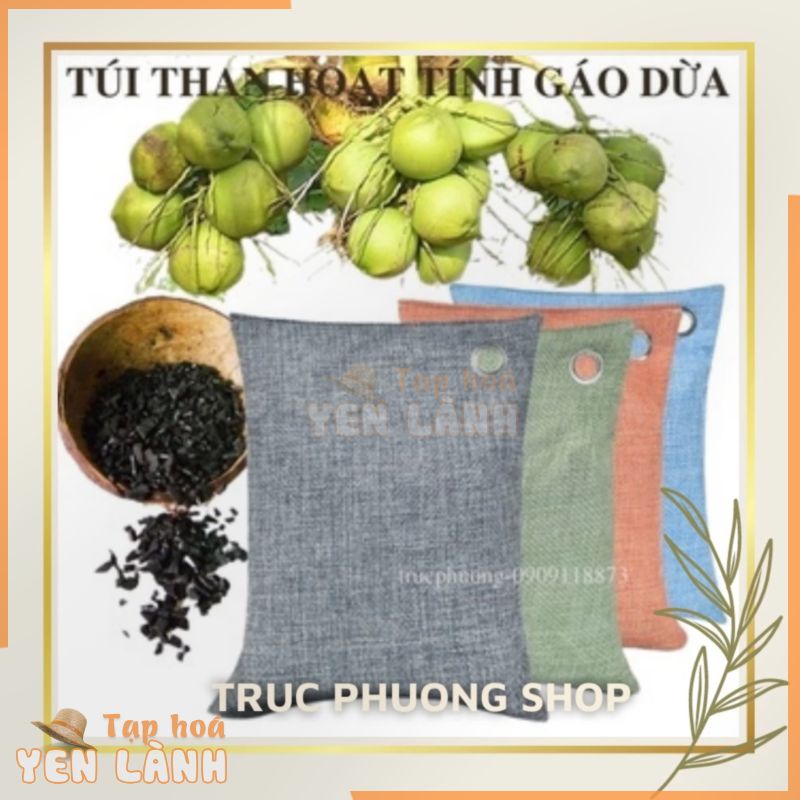 Túi than hoạt tính gáo dừa 200 gram khử mùi ô tô, xe hơi, nấm mốc, kháng khuẩn, lọc không khí