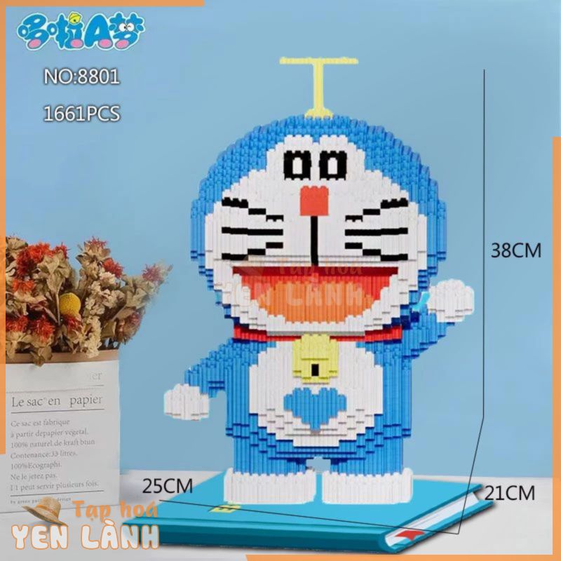 Tặng búa,Lắp ráp mô hình doraemon chong chóng tre, túi thần kì trái tim siêu đẹp cỡ lớn 38cm