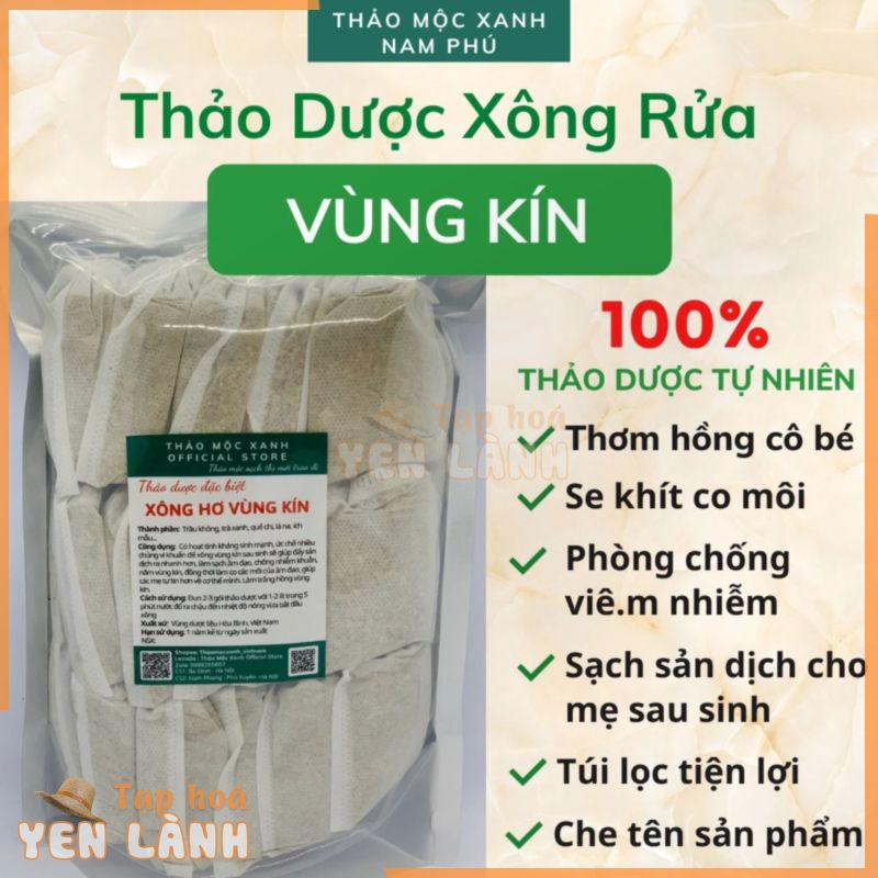 Thảo Dược Xông Hơ vùng kín làm hồng, se khít, sạch sản dịch sau sinh – dạng túi lọc tiện lợi.