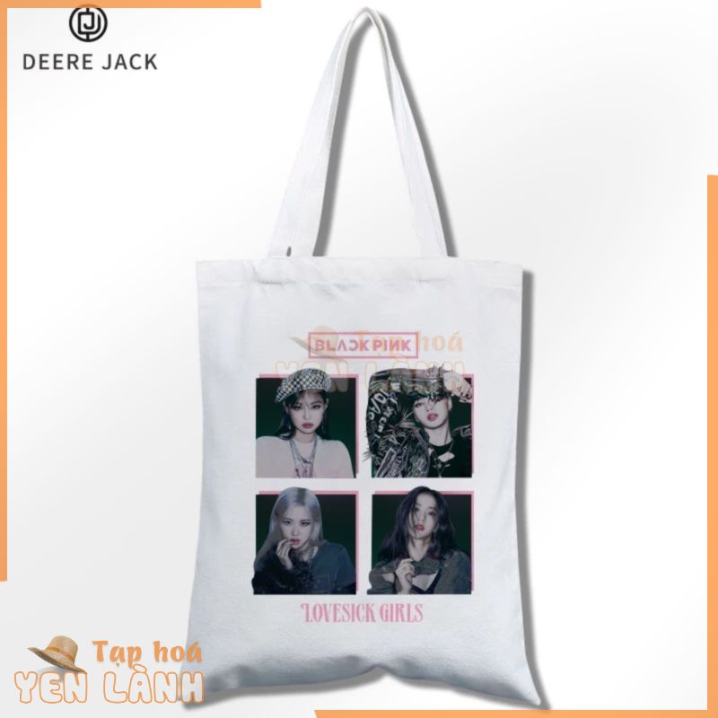 Deere jack Túi Xách tote canvas In lisa blackpink Phong Cách harajuku Nhật Bản Cho Nữ