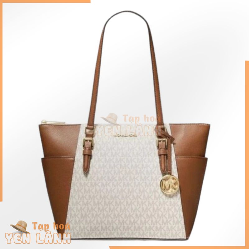 [Chính hãng] [Ảnh thật] [Có sẵn]   Túi Tote Michael Kors MK Charlotte Large Logo and Leather Top Zip Bag *35T0GCFT3B*