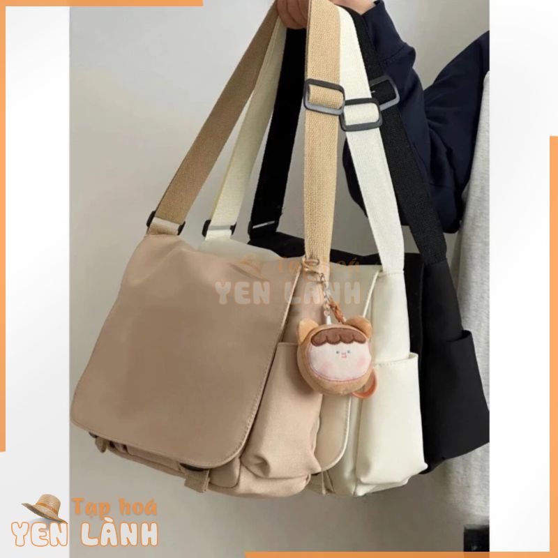 Túi tote cặp đeo chéo vải canvas học sinh sinh viên cỡ lớn đeo vai đi học thời trang unisex nam nữ Hàn Quốc