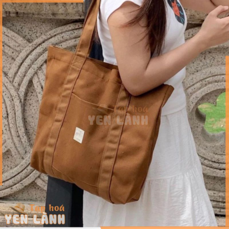 Túi tote vải bố canvas BROWN SUGAR vải dày đứng form, vừa laptop