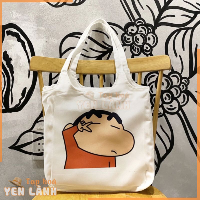 Túi tote, vải canvas 100% poli cao cấp, phong cách thời trang ulzzang, có khoá miệng xịn xò SHIN CẬU BÉ BÚT CHÌ