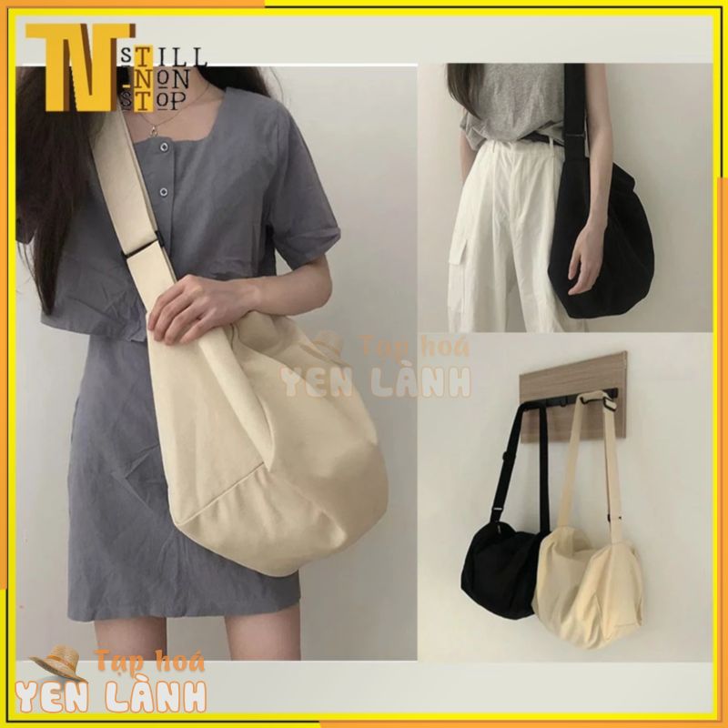 TÚI TOTE ĐEO CHÉO TRỐNG SIU TO CÓ KHÓA KÉO & TÚI CON VẢI CANVAS PHONG CÁCH ULZZANG ĐỂ ĐƯỢC SÁCH ĐỒ THOẢI MÁI CVTR05