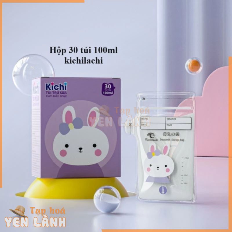 Túi trữ sữa Kichilachi 100ml – cảm biến nhiệt độ, có khóa zip, chắc chắn chống rò rỉ tiên lợi của shop con cưng store