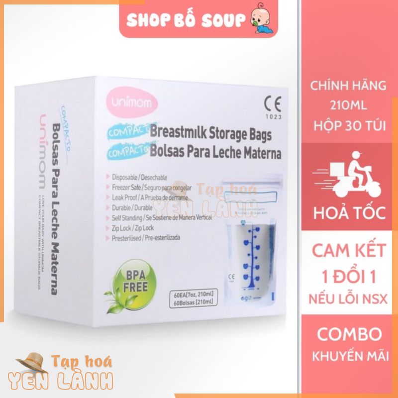 Túi trữ sữa Unimom dung tích 210ml giúp bảo quản sữa mẹ được lâu hơn Shop Bố Soup