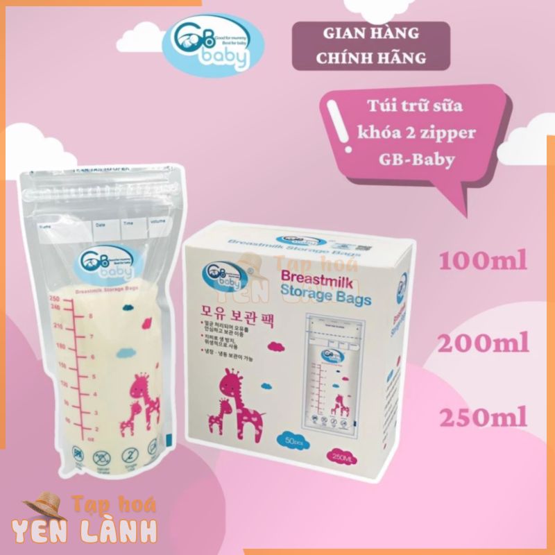 Túi trữ sữa 100ml 200ml 250ml GB-Baby khóa 2 Zipper công nghệ chất lượng Hàn Quốc