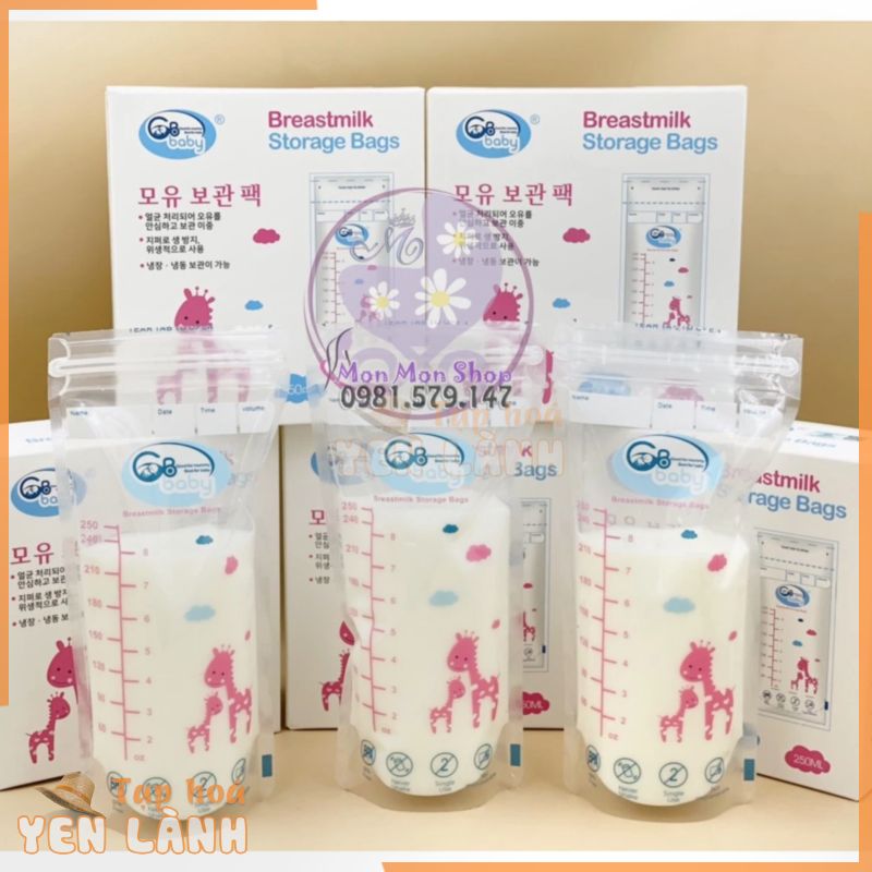 [Có tem QR chống hàng giả] Túi trữ sữa mẹ GB Baby Hàn Quốc 250ml – 50 túi