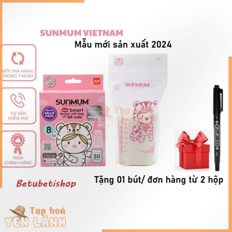 [Tặng 01 bút/ đơn từ 2 hộp ] Túi trữ sữa Sunmum Thái Lan Mẫu mới