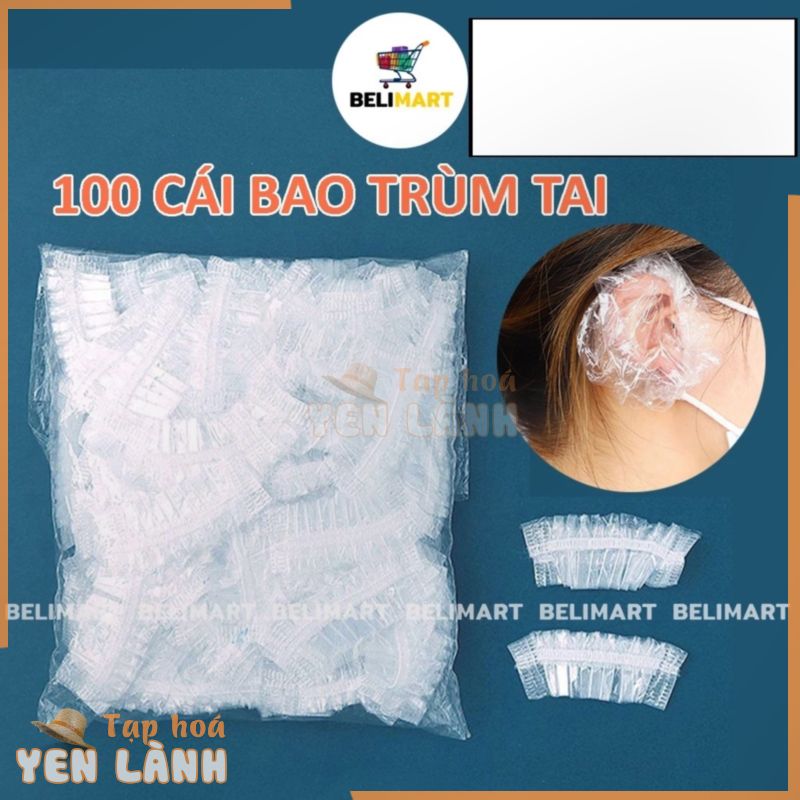 Chụp tai nhuộm tóc dùng 1 lần, bao trùm tai đóng túi 100 cái bảo vệ tai khi tắm hoặc gội đầu, làm tóc Beli PK86