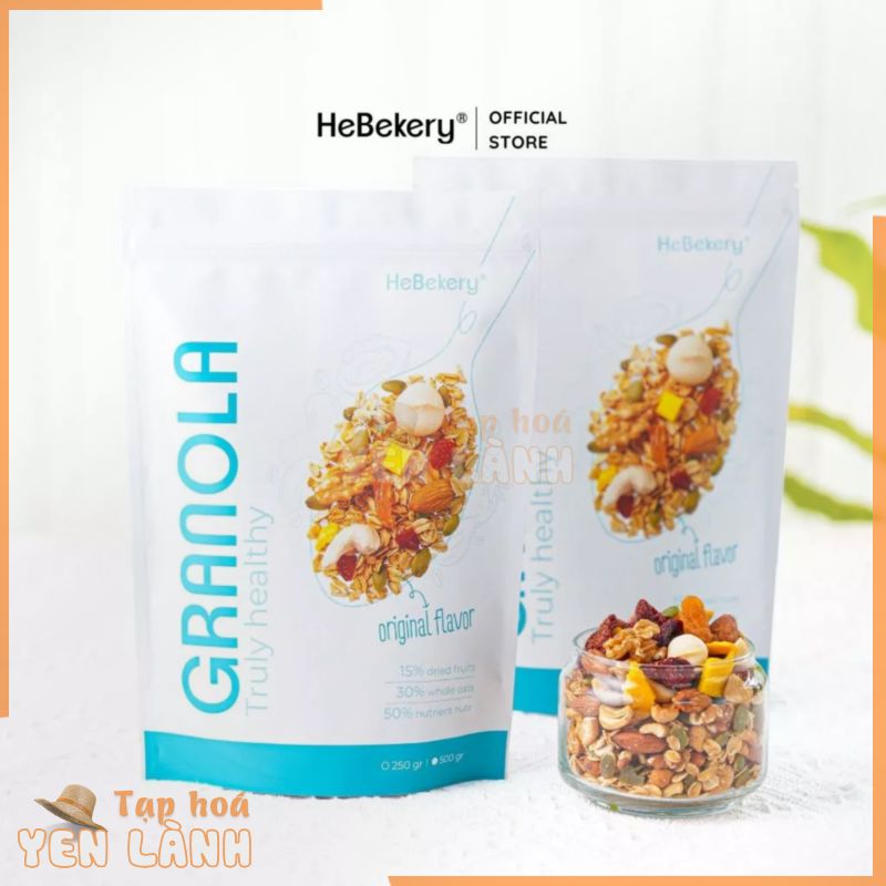 Combo 2 Túi 500gr Granola Truly Healthy Vị Truyền Thống, Cacao, Matcha – Ngũ Cốc Nhiều Hạt Dinh Dưỡng HEBEKERY by HEBE