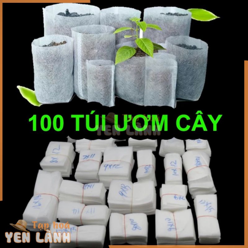 100 túi ươm cây vải không dệt giá rẻ, tiện dụng, tự hủy thân thiện môi trường (Size: 7×7, 7×9, 8×10, 9×12)