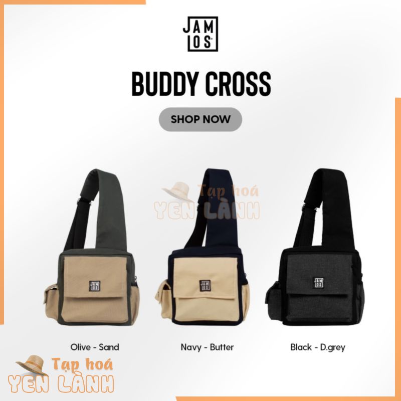 Jamlos Buddy Cross – Túi đeo chéo dáng hộp sau lưng trước ngực thời trang đa dụng tiện ích vải canvas nhiều ngăn