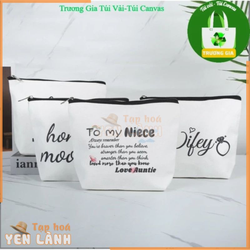 Túi Vải Canvas đựng mỹ phẩm để bút chì cầm tay đơn giản đựng đồ cá nhân có khóa kéo Trương Gia Túi Vải – Túi Canvas