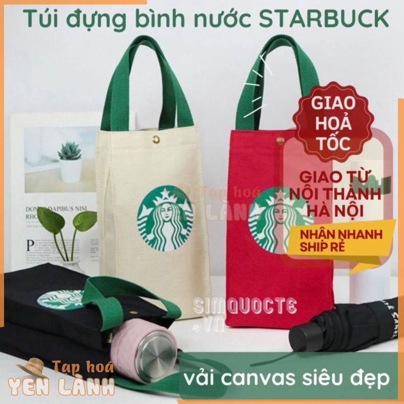 Túi đựng bình nước ly giữ nhiệt chống nước vải canvas vải bố