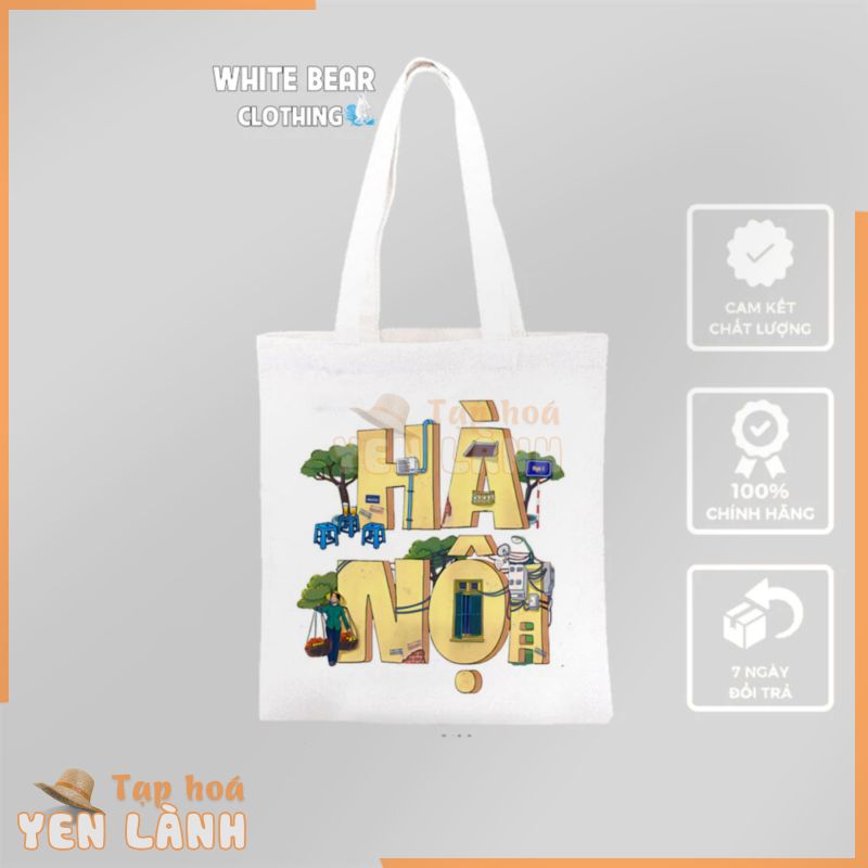 Túi vải du lịch Hà Nội WHITE BEAR CLOTHING size 32x38cm