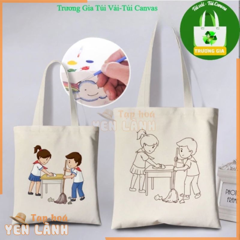 Túi vải canvas vẽ tay họa tiết hoa Trương Gia Túi Vải – Túi Canvas