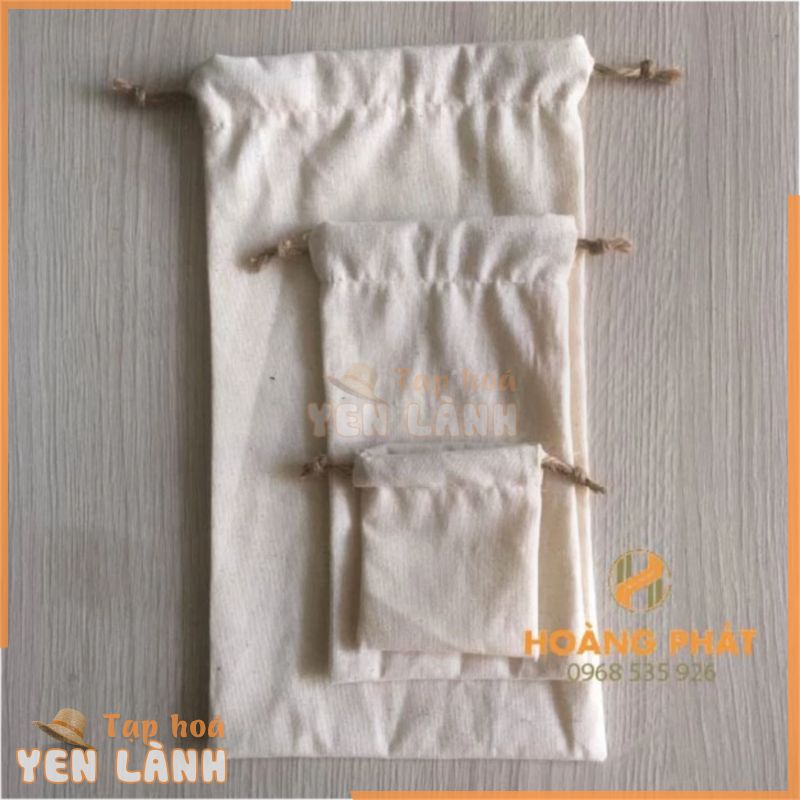 Túi dây rút vải canvas mỏng 190gsm dây dừa/dây cotton