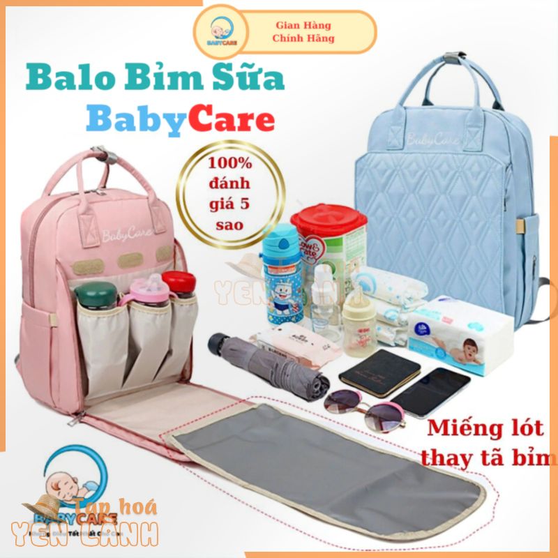 Balo Bỉm Sữa Đa Năng BabyCare, Túi Xách Cho Mẹ Bỉm Sữa Cao Cấp 2 Trong 1 Kèm Lót Ngồi, Thay Tã Bỉm Cho Bé BabyCare