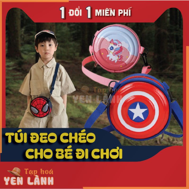 Túi đeo chéo cho bé đi chơi đa dạng mẫu mã, đựng lì xì dịp tết, phụ kiện của bé, in hình siêu nhân công chúa