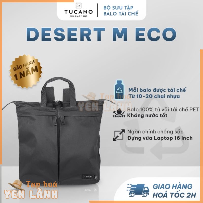 Balo/Túi xách Tucano Desert M Eco tái chế, thiết kế đa năng gọn nhẹ 15.6 inch kháng nước tốt