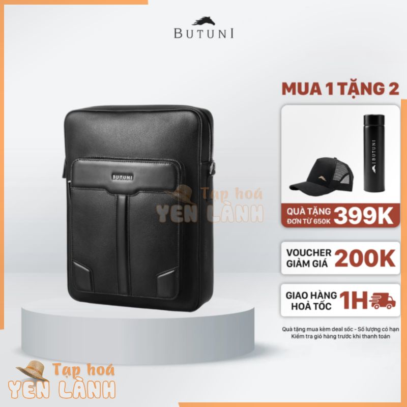 Túi Đeo Chéo Nam Da Volpiana Italy BUTUNI Genuine Leather Crossbody Bags – Túi Xách Nam Màu Đen Bảo Hành 12 Tháng