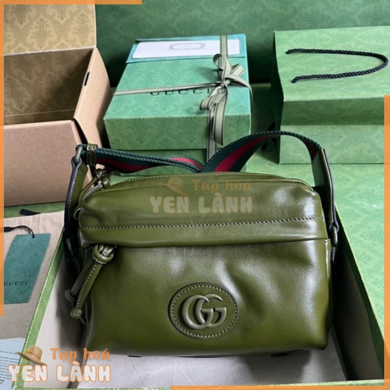 Túi xách gucci size 23,5 cm màu xanh rêu, túi da thật full box rất đẹp