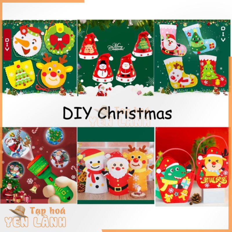 Đồ Chơi Túi, Nón, Giỏ Xách, Cài tóc DIY Handmade Vải Nỉ Hình Noel Siêu Đáng Yêu Dành Cho Các Bé