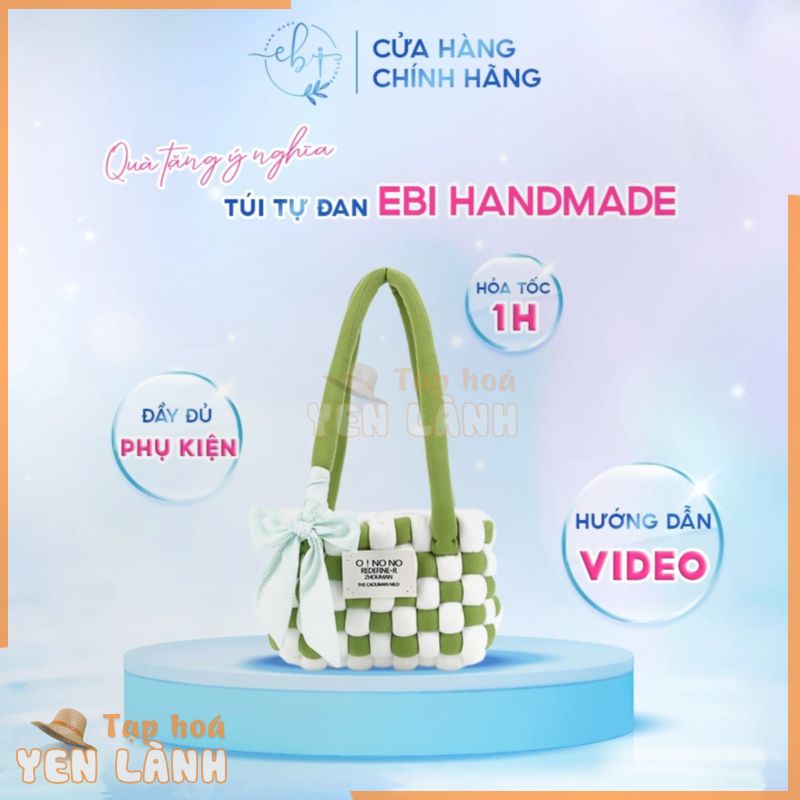 [Có Video HD] Túi Kẹp Nách Handmade, Túi Xách Tay Tự Đan Mẫu Kẻ Caro Len Bông Mềm Min Làm Tặng Người Thương – EB34