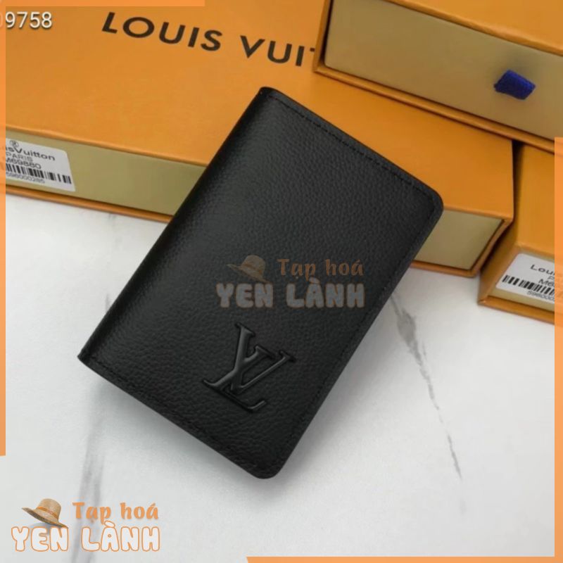 [Có hộp có sẵn] Ví Louis Vuitton Aerigram chính hãng dành cho nam Kẹp bỏ túi bằng da, có thể lưu trữ thẻ, túi xách và túi quần áo, thương hiệu kim loại chữ LV