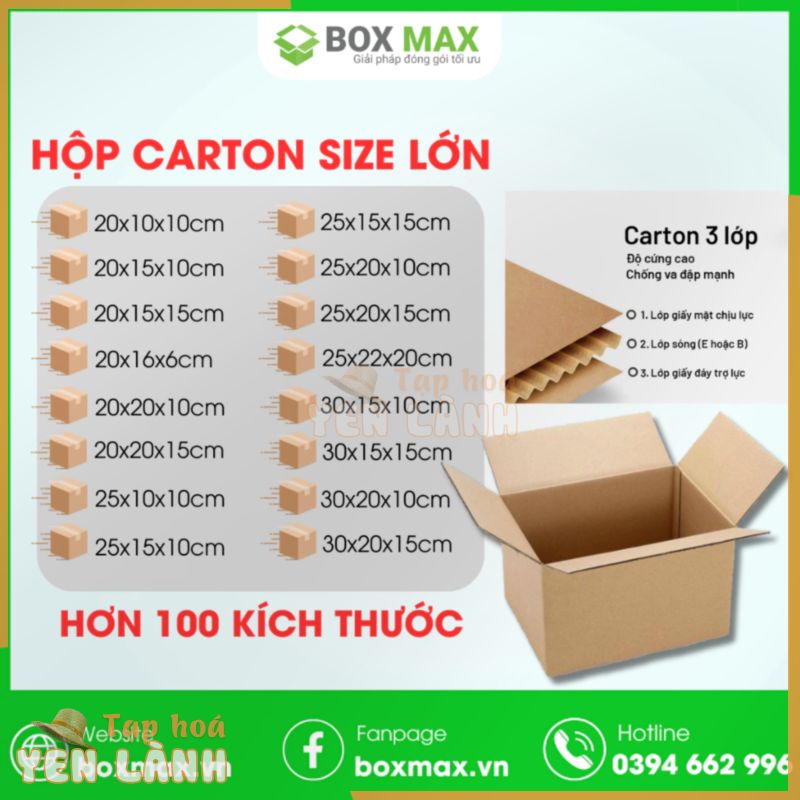 Hộp carton đóng hàng size VỪA và LỚN, thùng giấy ship cod gói hàng giày, túi xách – Boxmax