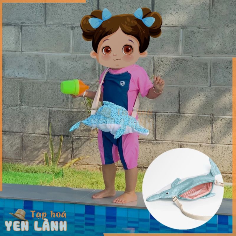 Túi túi đeo hình cá 3D cute, túi đeo cá heo xanh đi du lịch sáng tạo | Bắt Con Cá