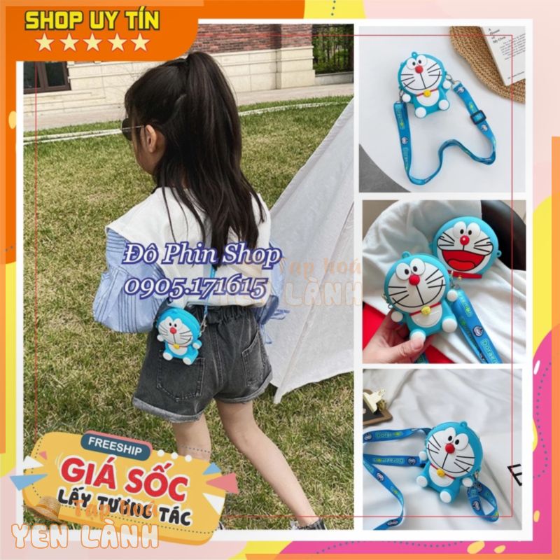 [Mới 2024] Túi xách đeo chéo silicon hình đô rê mon doraemon, thời trang dễ thương đựng bao lì xì mỹ phẩm