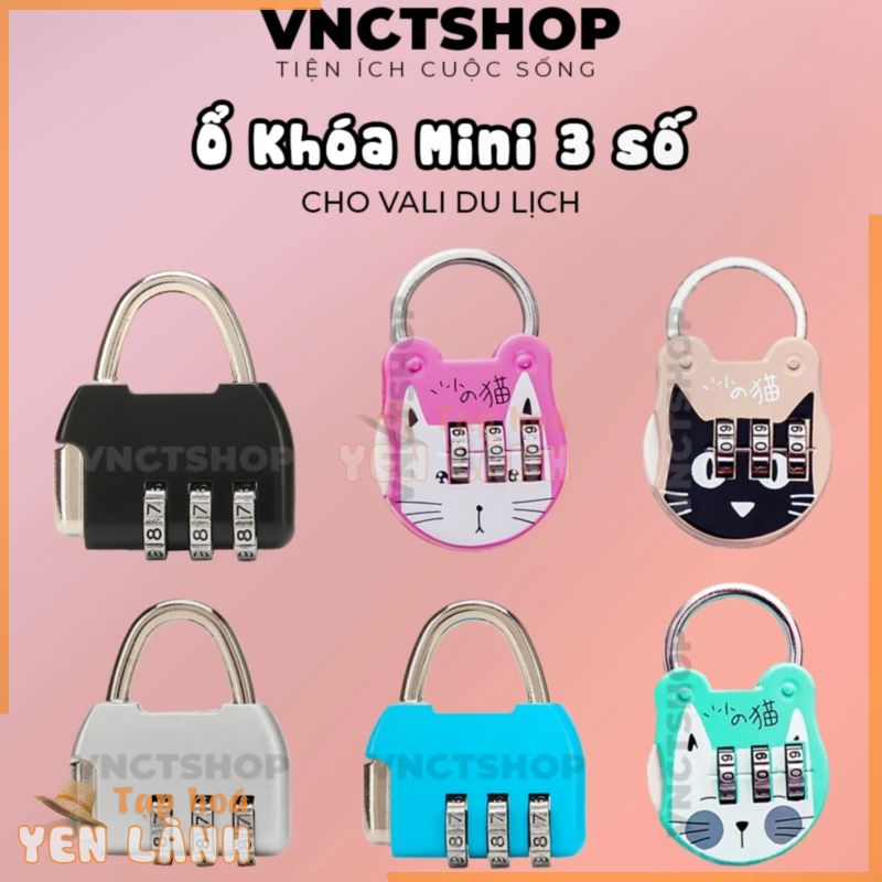 Ổ khóa mini vnctshop , khóa vali mật khẩu mã số cho balo hình túi xách nhỏ cute đi du lịch