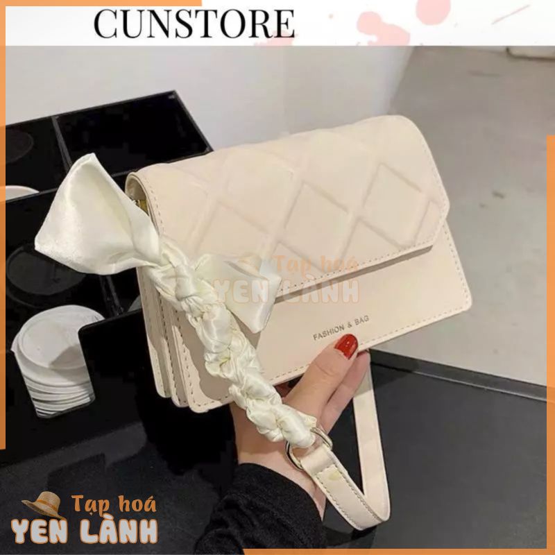 Túi Xách Nữ Dây Phối Nơ 2 Ngăn Kẹp Nách Đeo Chéo Đeo Vai Bag Kem – Túi Xách Nữ Cunstore CUN324