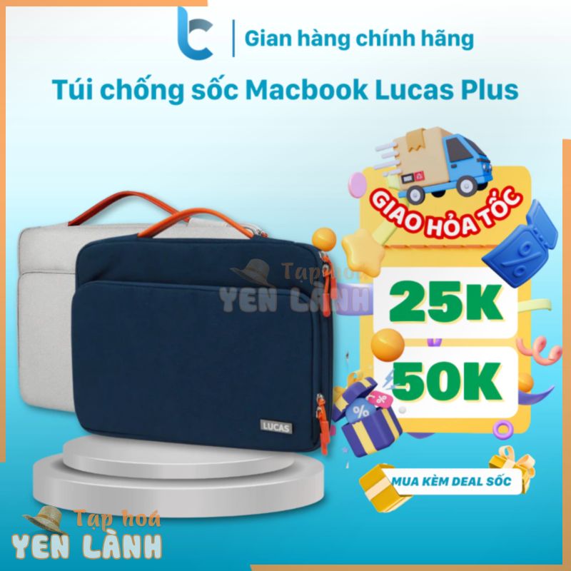 Túi Chống Sốc, Chống Nước Macbook/Laptop Lucas Plus Có Quai Xách, Ngăn Đựng Phụ Kiện Riêng Tiện Lợi