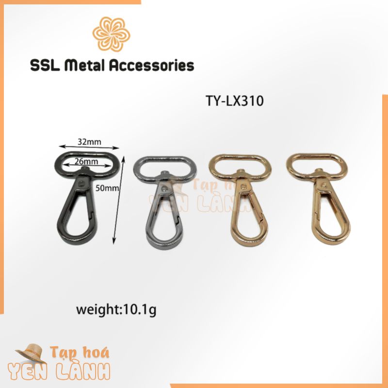 Set 2 Khoen móc dây đeo túi xách, balo thời trang phụ kiện túi xách bằng kim loại Alloy dogclips TY-LX310 32*26*50mm