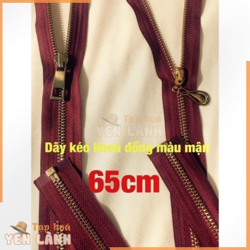 dây kéo khoá màu mận(đỏ đô) dài 65cm thay khoá áo khoác,áo da,túi xách,balo