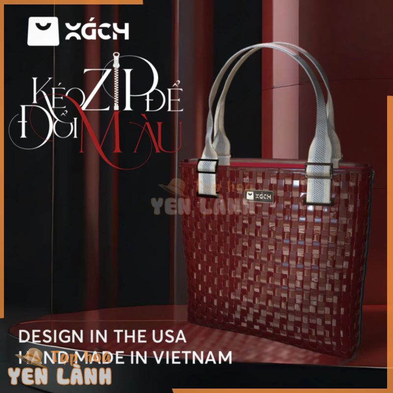 Túi xách kéo zip đổi màu Enhancement Stage   Rosé Tote Bag- Đỏ -Xách VN