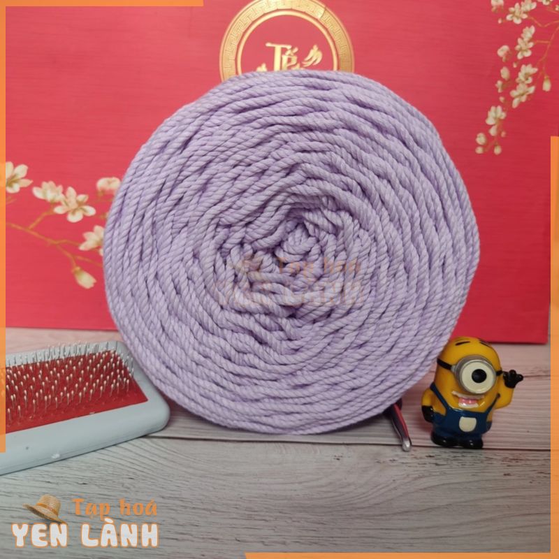 0.5kg dây thừng macrame 3mm màu tím nhạt hoa cà trang trí 100% cotton làm rèm macrame, đan móc túi xách