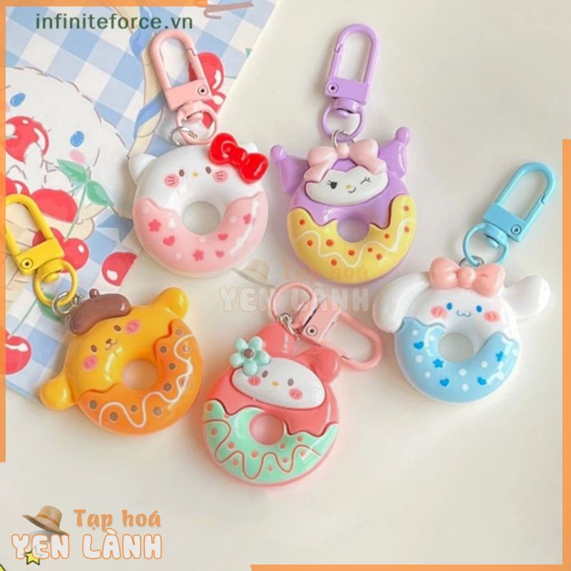 [invn] Móc Khóa Hình Bánh donut sanrio Bằng pvc Dễ Thương Màu Hồng Xanh Lam Tím Vàng Phụ Kiện Túi Xách Cho Phụ Nữ Và Trẻ Em [vn]